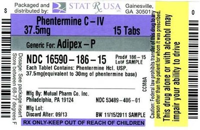 Phentermine C-iv  37.5 mg Label Image (Phentermine C Iv  37.5 mg Label)